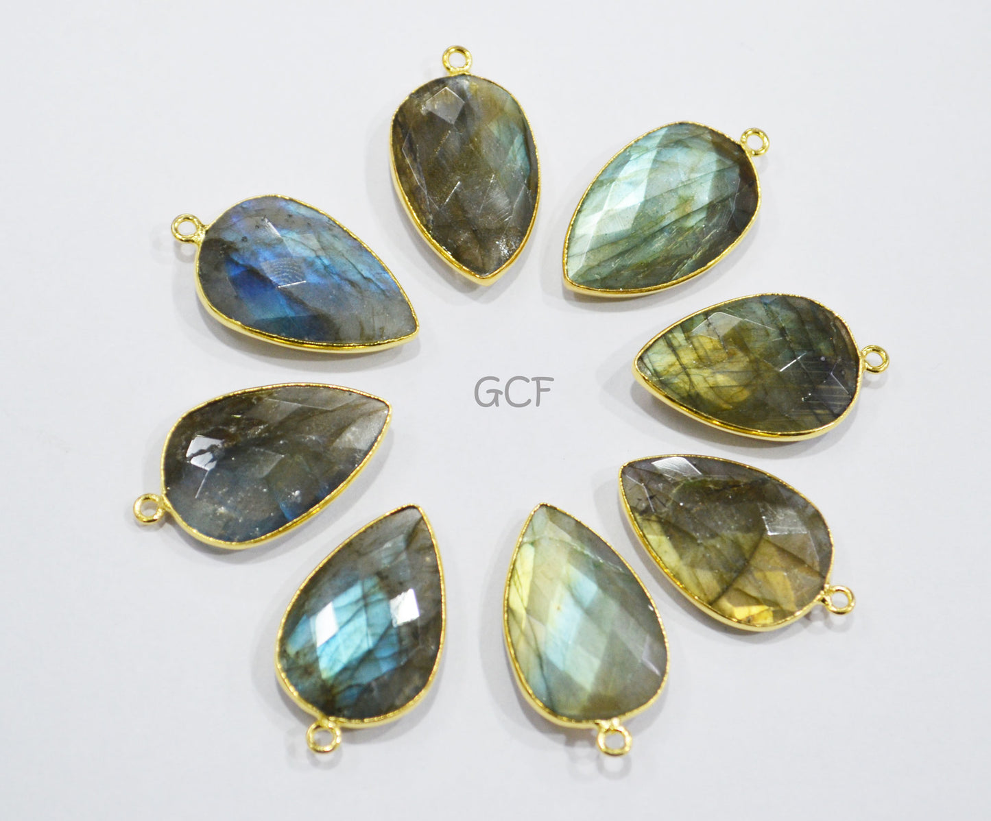 Flashy Labradorite Faceted Pear Shape Connector , Labradorite Single Bail Bezel Connector , Sold By Piece , 18x21 mm , RB-7147