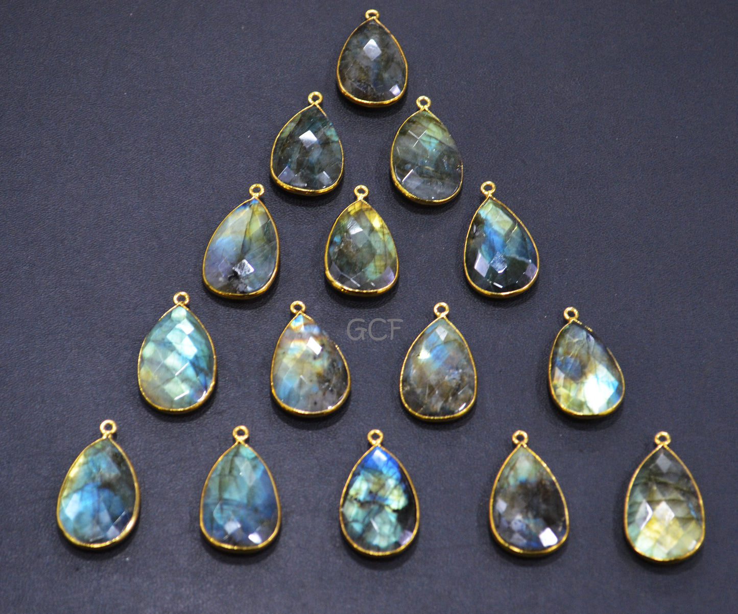 Flashy Labradorite Faceted Pear Shape Double Bail Connector , Labradorite Single Bail Bezel Connector , Sold By Piece , 18x21 mm , RB-7148