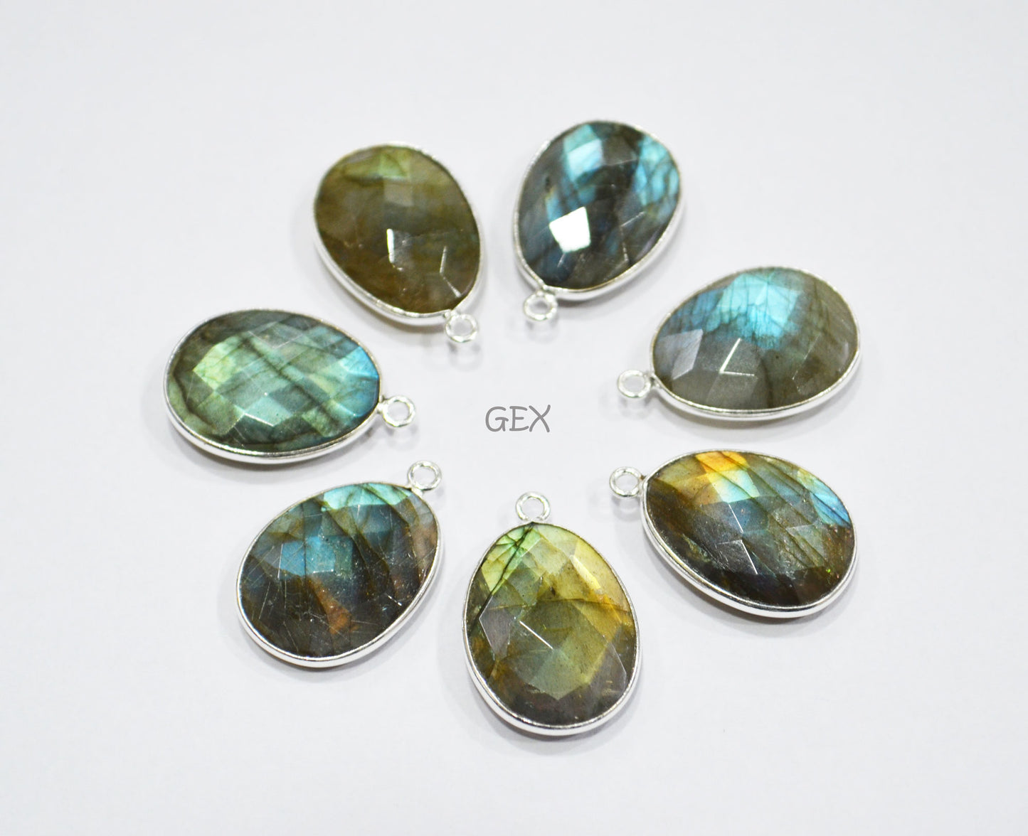 Flashy Labradorite Faceted Egg Shape Connector , Sold By Piece , 16x20 mm , RB-7149