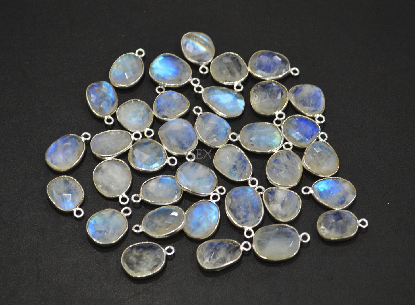 Rainbow Moonstone Faceted Free Form Shape Connector , Sold By Piece , 11x13 - 12x16 mm , RB-7150