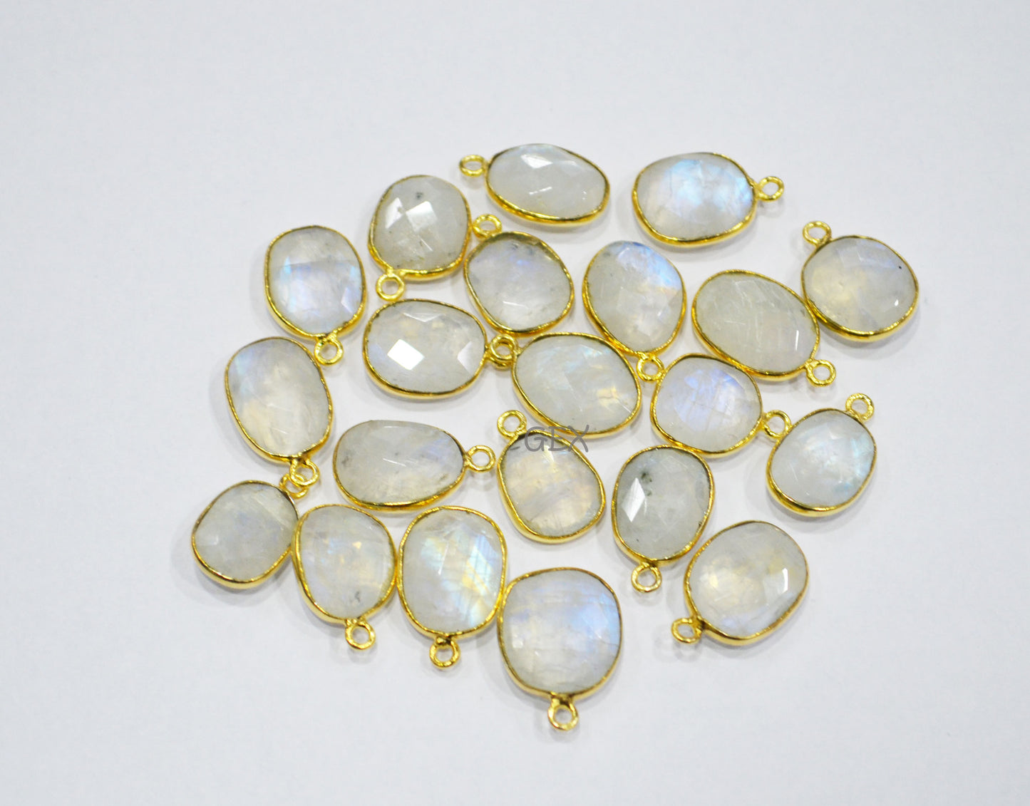 Rainbow Moonstone Faceted Free Form Shape Connector , Sold By Piece , 11x13 - 12x16 mm , RB-7150