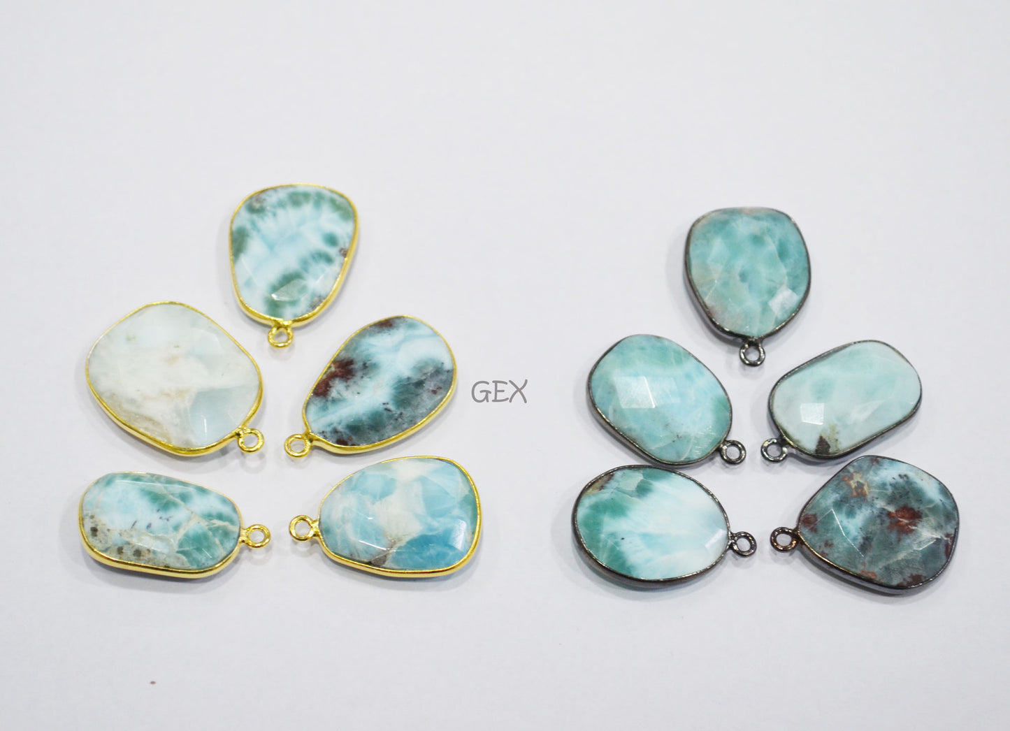 Larimar Faceted Free Form Shape Connector , Sold By Piece , 14x17 - 17x23 mm , RB-7151