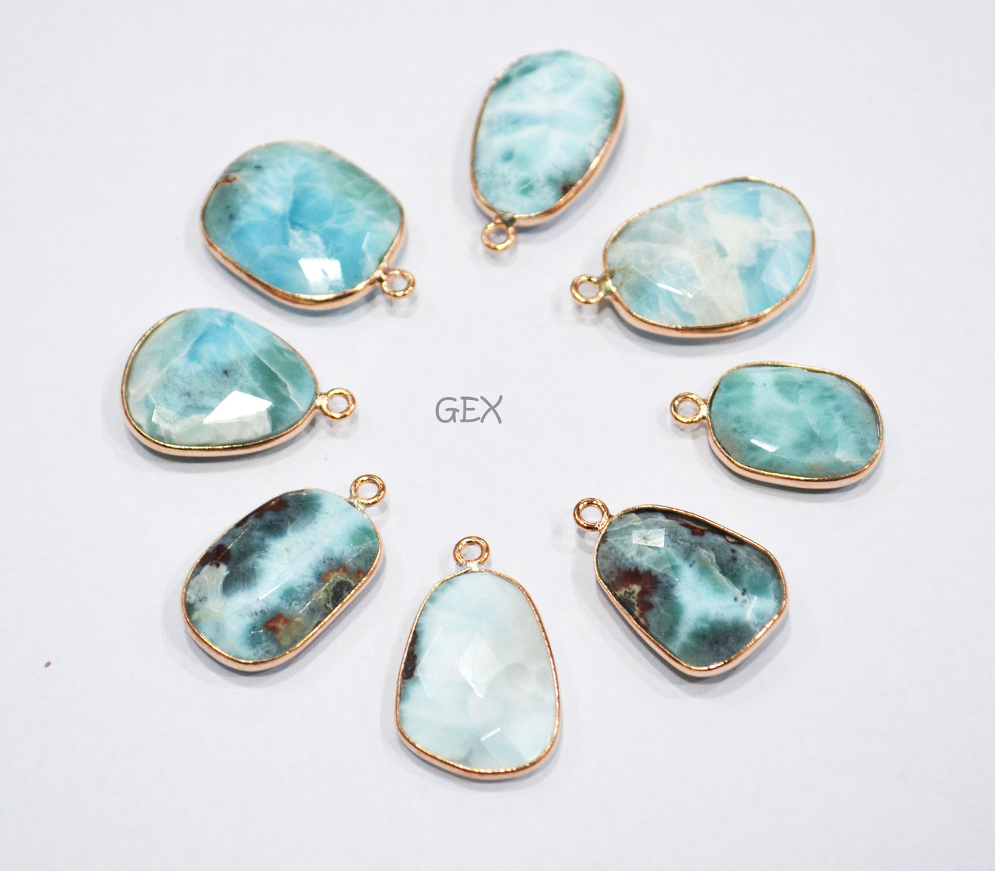 Larimar Faceted Free Form Shape Connector , Sold By Piece , 14x17 - 17x23 mm , RB-7151