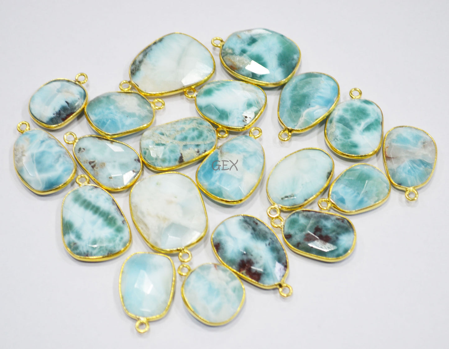 Larimar Faceted Free Form Shape Connector , Sold By Piece , 14x17 - 17x23 mm , RB-7151