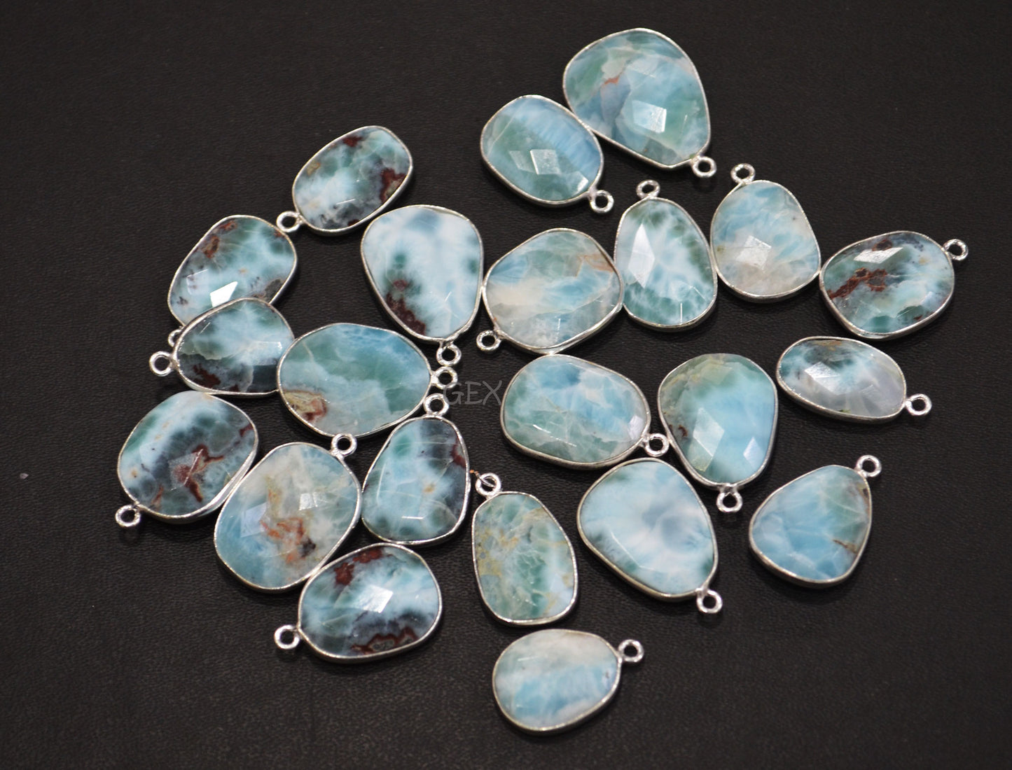 Larimar Faceted Free Form Shape Connector , Sold By Piece , 14x17 - 17x23 mm , RB-7151