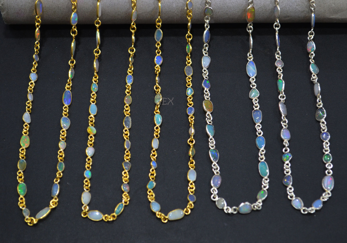 Ethiopian Opal Free Form Shape Smooth Connector Chain , 4 - 9 mm , RB-7152