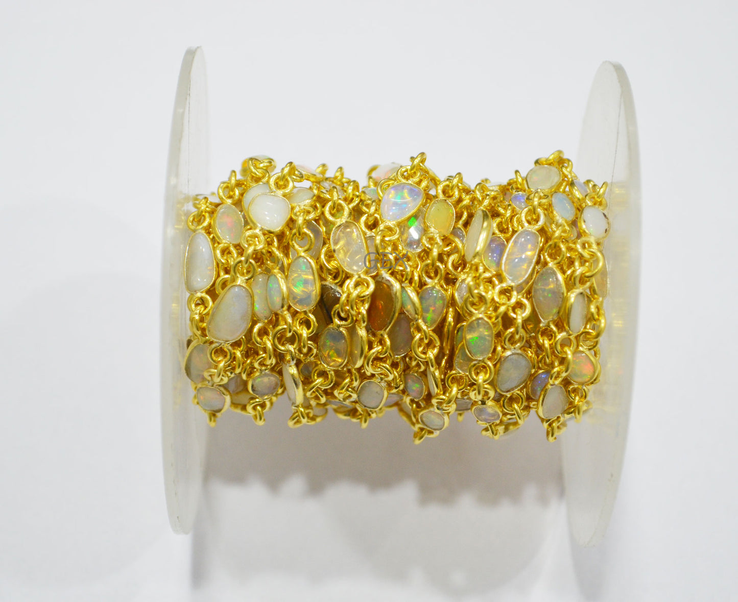 Ethiopian Opal Free Form Shape Smooth Connector Chain , 4 - 9 mm , RB-7152