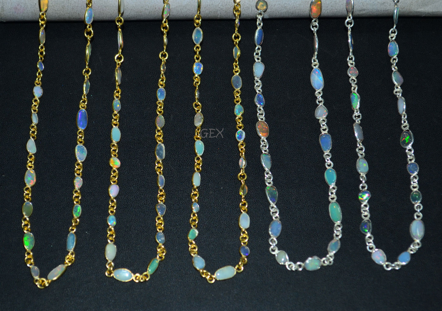 Ethiopian Opal Free Form Shape Smooth Connector Chain , 4 - 9 mm , RB-7152