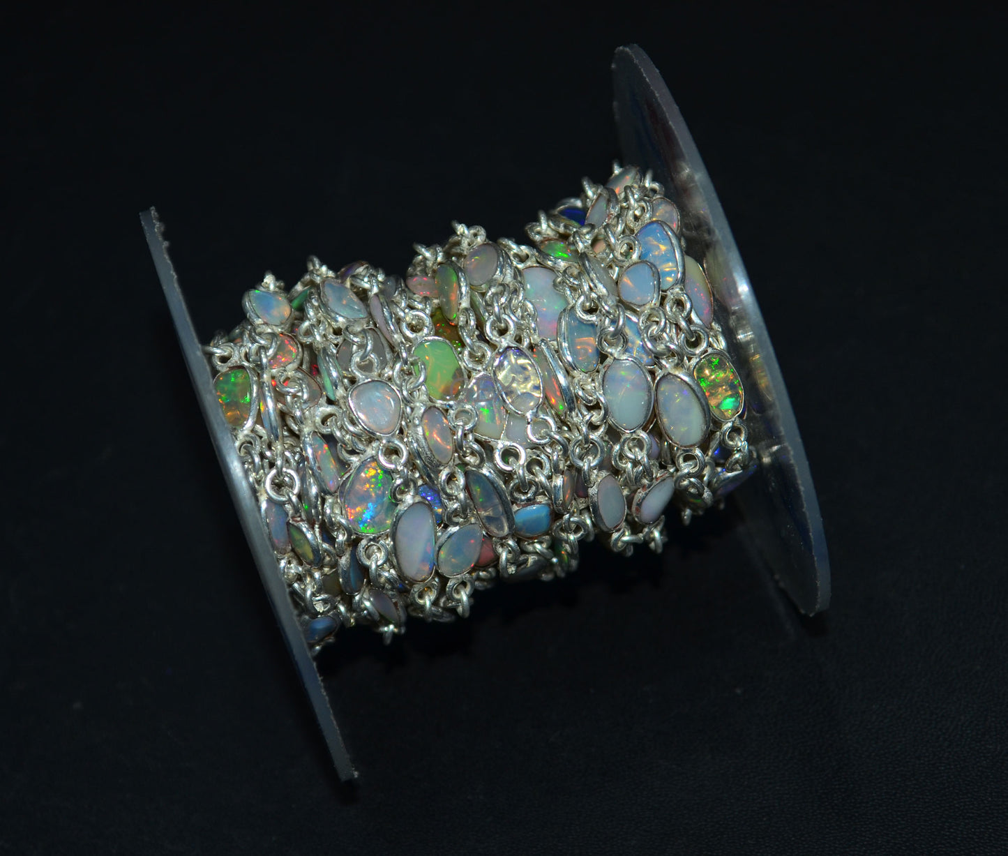Ethiopian Opal Free Form Shape Smooth Connector Chain , 4 - 9 mm , RB-7152
