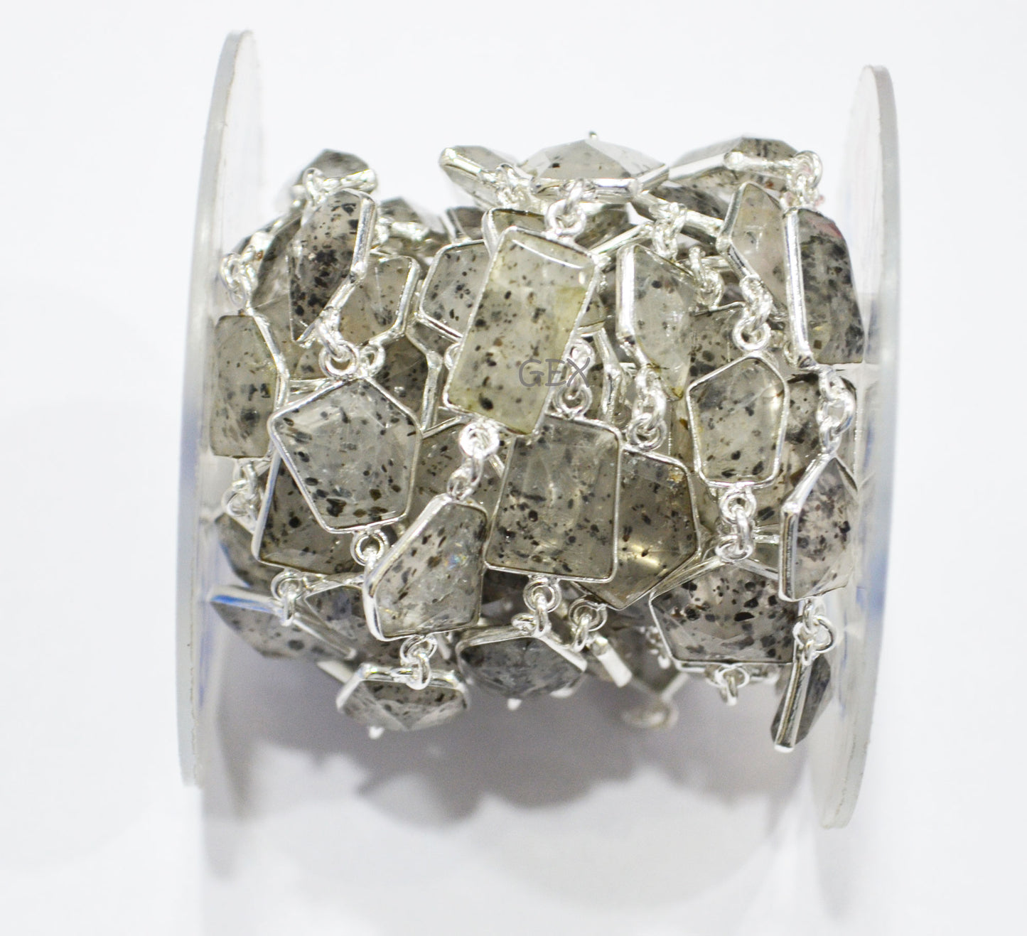 Natural Black Berry Dot Rutile Faceted Fancy Cut Shape Connector Chain , 10 - 16 mm , RB-7153