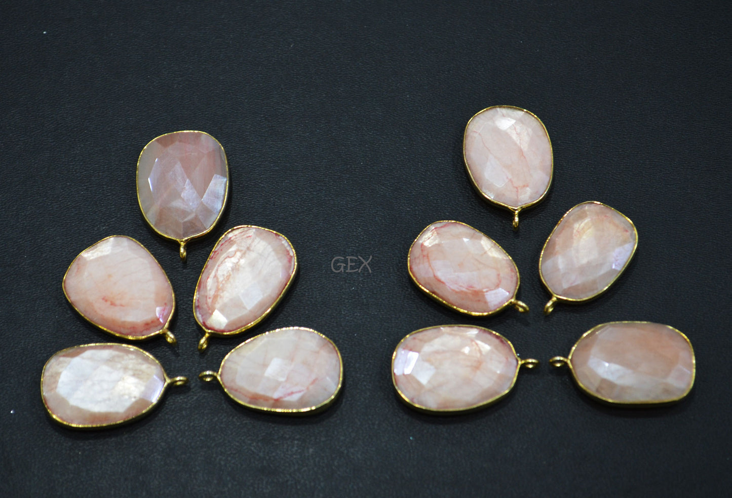 Pink Opal Color Rainbow Moonstone Faceted Slice Shape Connector , Sold By Piece , 17x21 - 18x24 mm , RB-7175