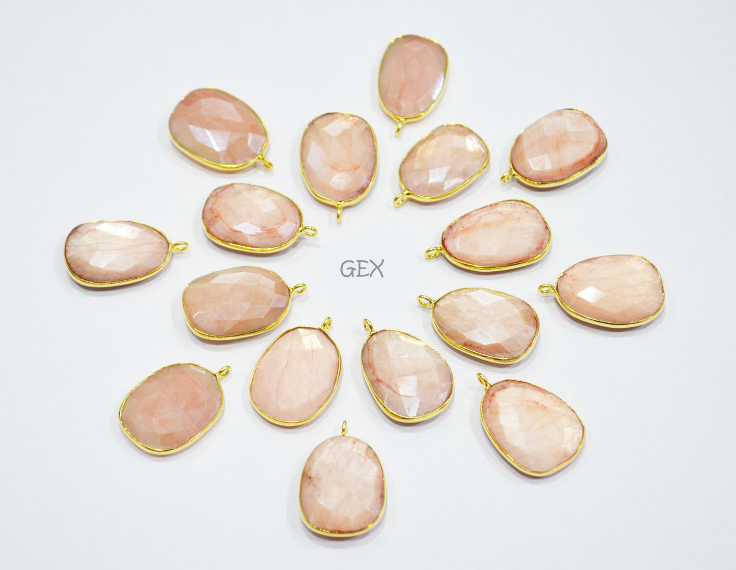 Pink Opal Color Rainbow Moonstone Faceted Slice Shape Connector , Sold By Piece , 17x21 - 18x24 mm , RB-7175