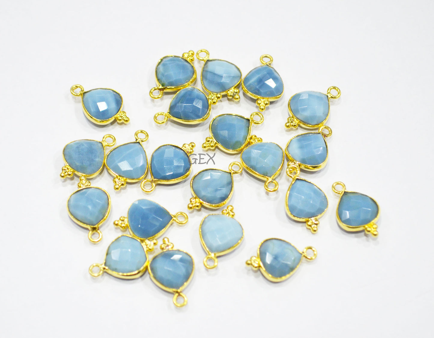 Denim Opal Faceted Heart Shape Connector , Sold By Piece , 11 mm , RB-7178