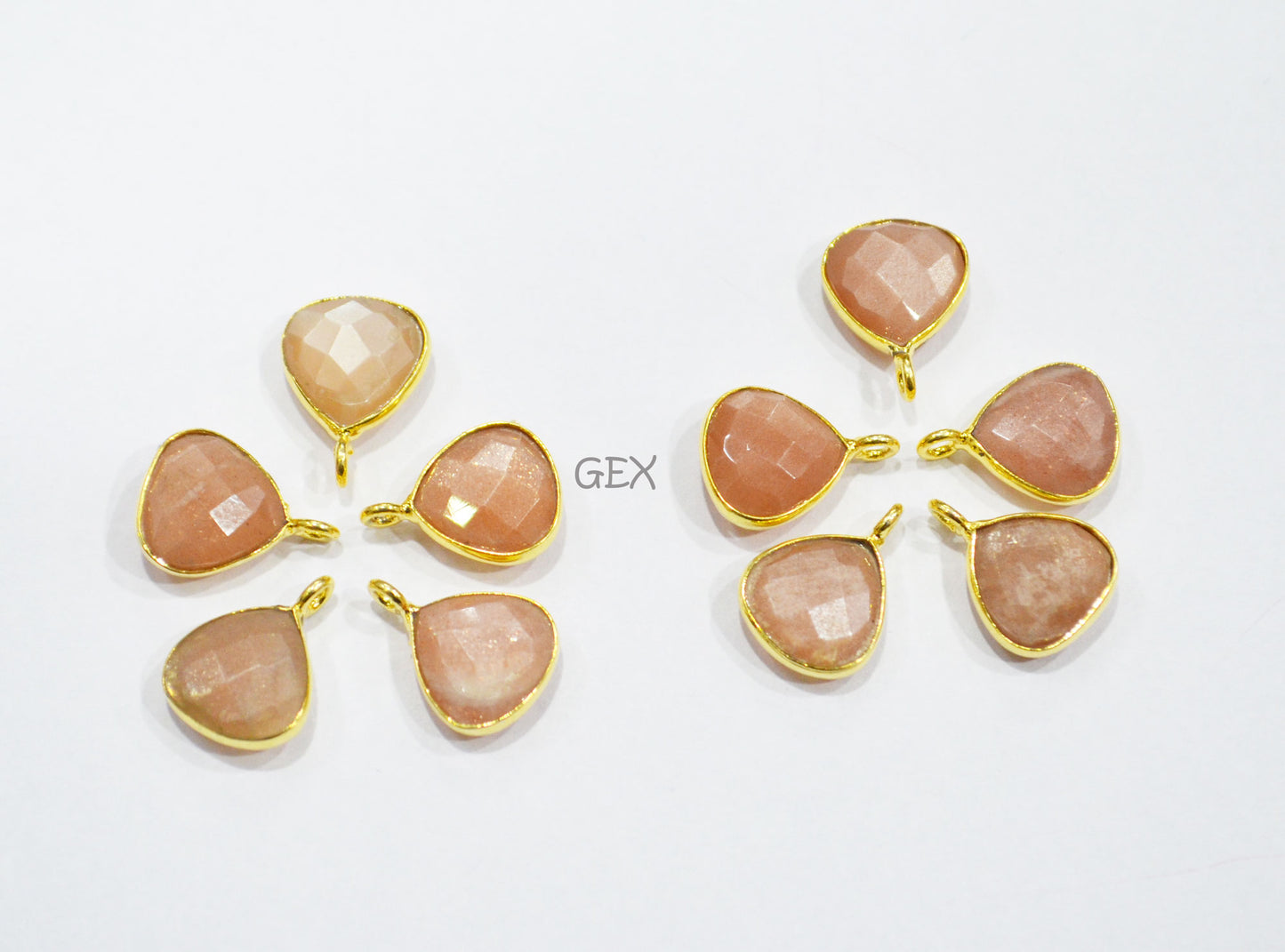 Peach Moonstone Faceted Heart Shape Connector , Sold By Piece , 11 mm , RB-7180