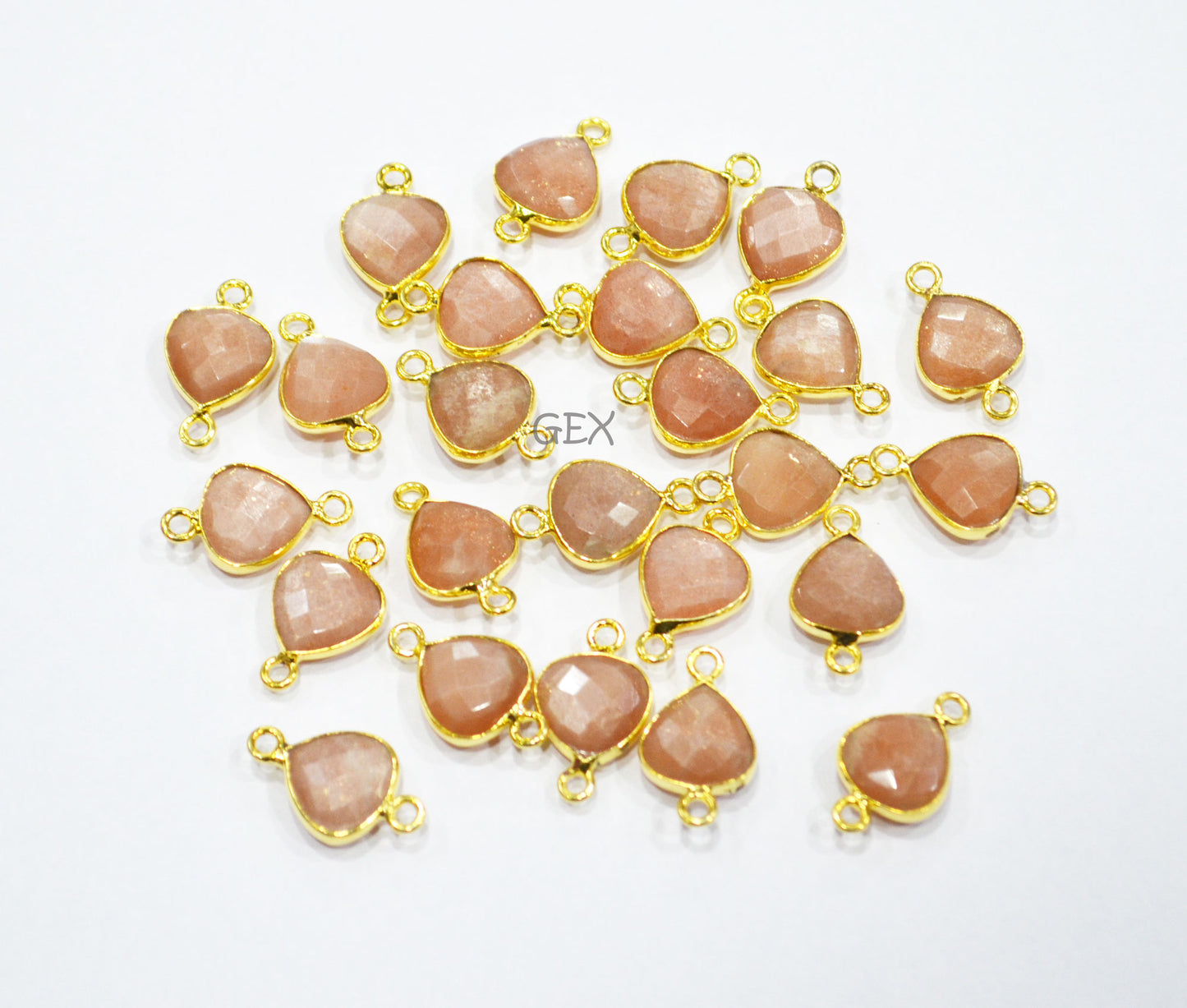 Peach Moonstone Faceted Heart Shape Connector , Sold By Piece , 11 mm , RB-7181