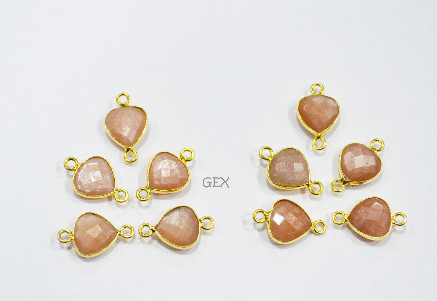 Peach Moonstone Faceted Heart Shape Connector , Sold By Piece , 11 mm , RB-7181