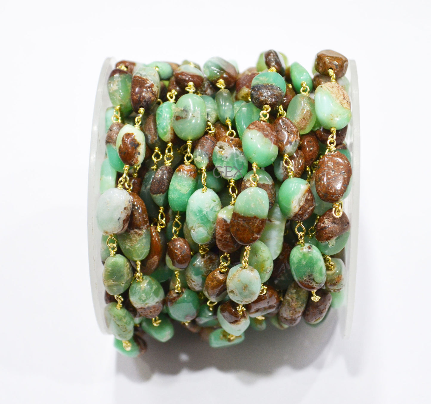Rustic Natural Chrysoprase Smooth Oval Shape Rosary Beaded Chain , 8x10 - 9x13 mm , RB-7188