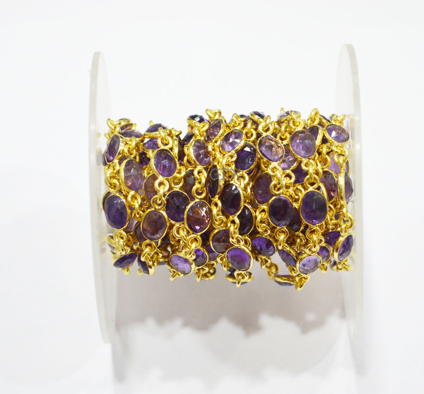 Amethyst Faceted Slice Shape Connector Chain , 6 - 8 mm , RB-7190