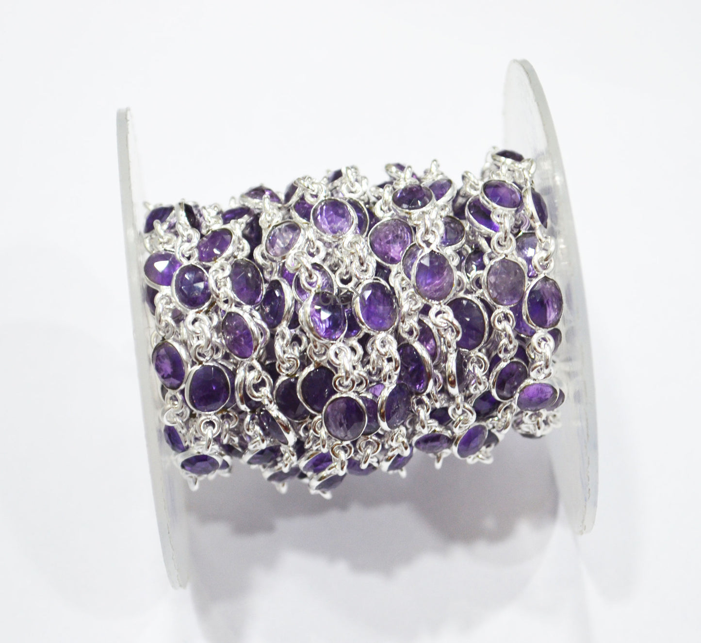 Amethyst Faceted Slice Shape Connector Chain , 6 - 8 mm , RB-7190