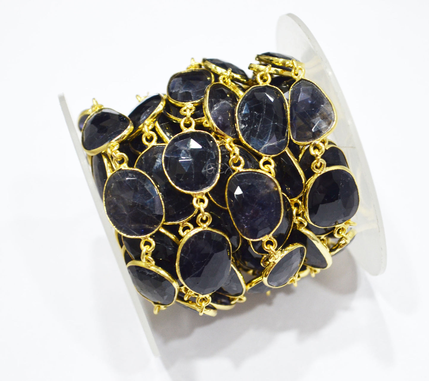 Natural Iolite Faceted Slice Shape Connector Chain , 11x13 - 15x18 mm , RB-7192