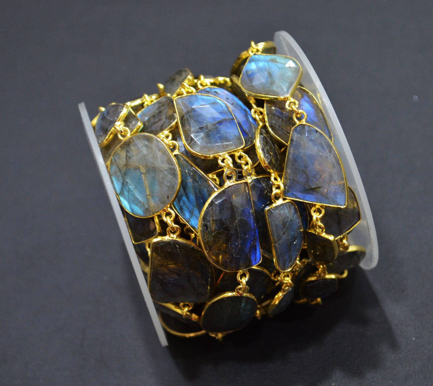 Labradorite Faceted Slice Shape Connector Chain , 9x13 - 18x21 mm , RB-7193