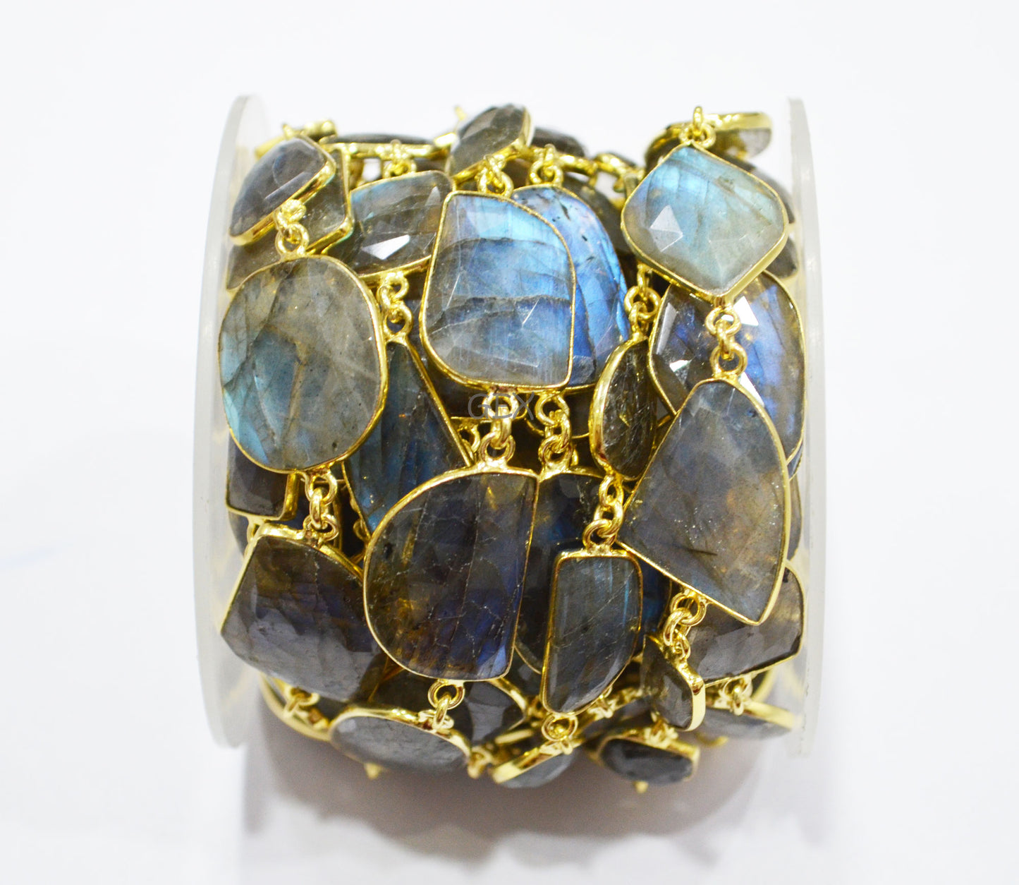Labradorite Faceted Slice Shape Connector Chain , 9x13 - 18x21 mm , RB-7193