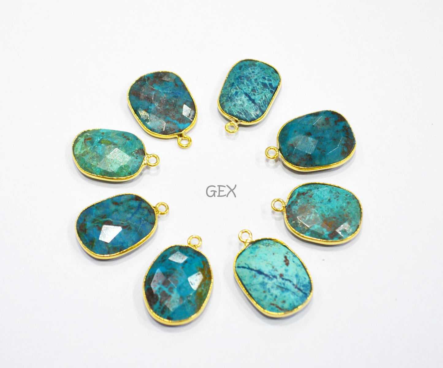 Chrysocolla Faceted Slice Shape Connector , Sold By Piece , 15x17 - 16x21 mm , RB-7195