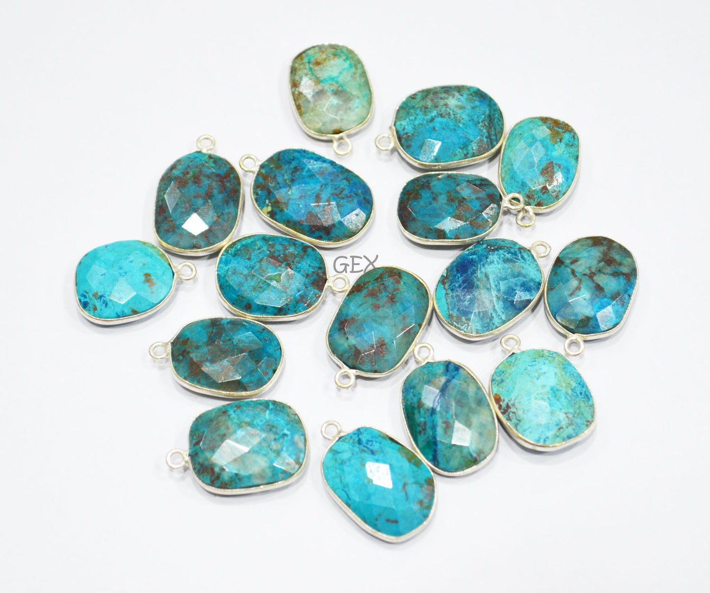 Chrysocolla Faceted Slice Shape Connector , Sold By Piece , 15x17 - 16x21 mm , RB-7195