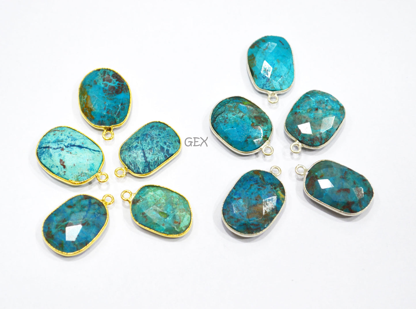 Chrysocolla Faceted Slice Shape Connector , Sold By Piece , 15x17 - 16x21 mm , RB-7195