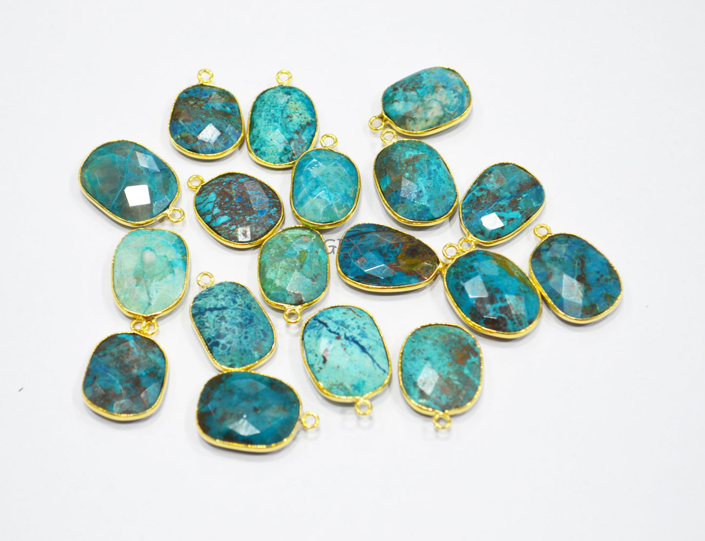 Chrysocolla Faceted Slice Shape Connector , Sold By Piece , 15x17 - 16x21 mm , RB-7195