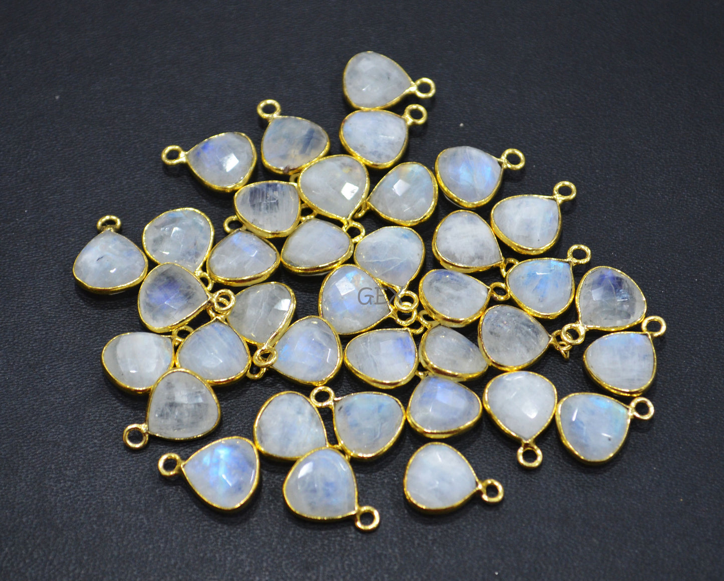 Rainbow Moonstone Faceted Heart Shape Connector , Sold By Piece , 10 mm , RB-7201