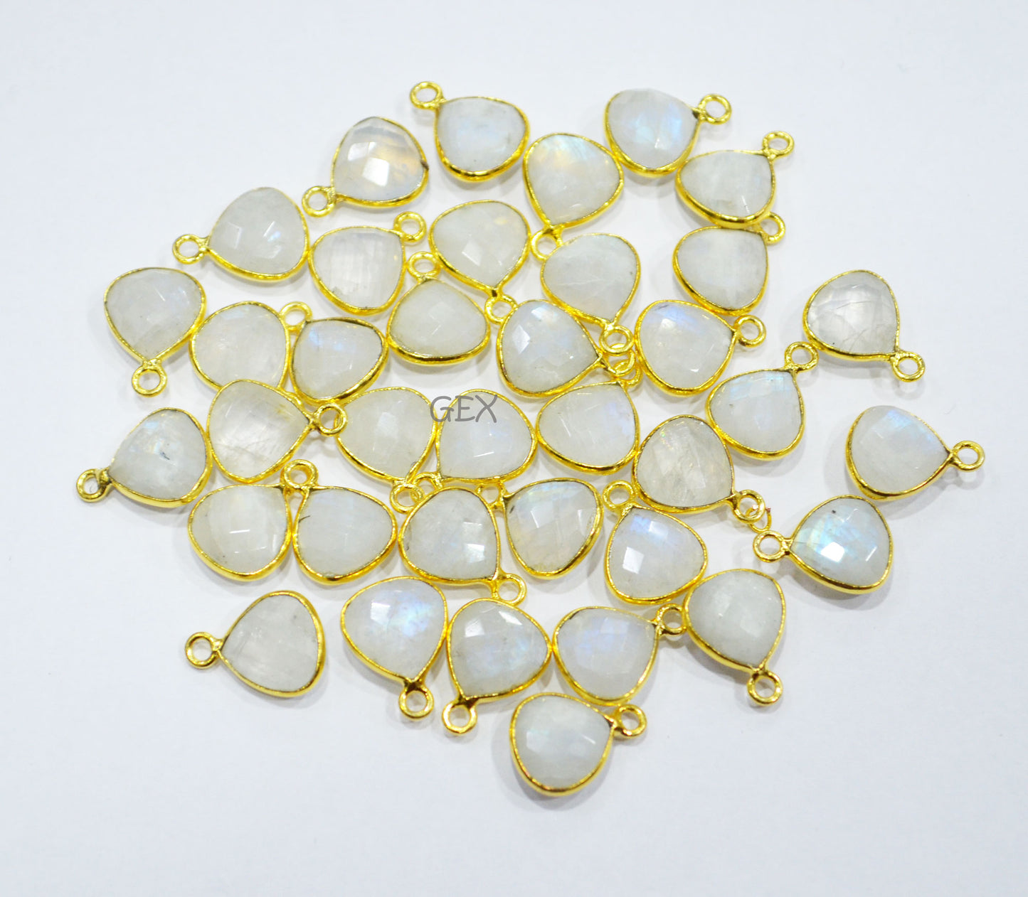 Rainbow Moonstone Faceted Heart Shape Connector , Sold By Piece , 10 mm , RB-7201