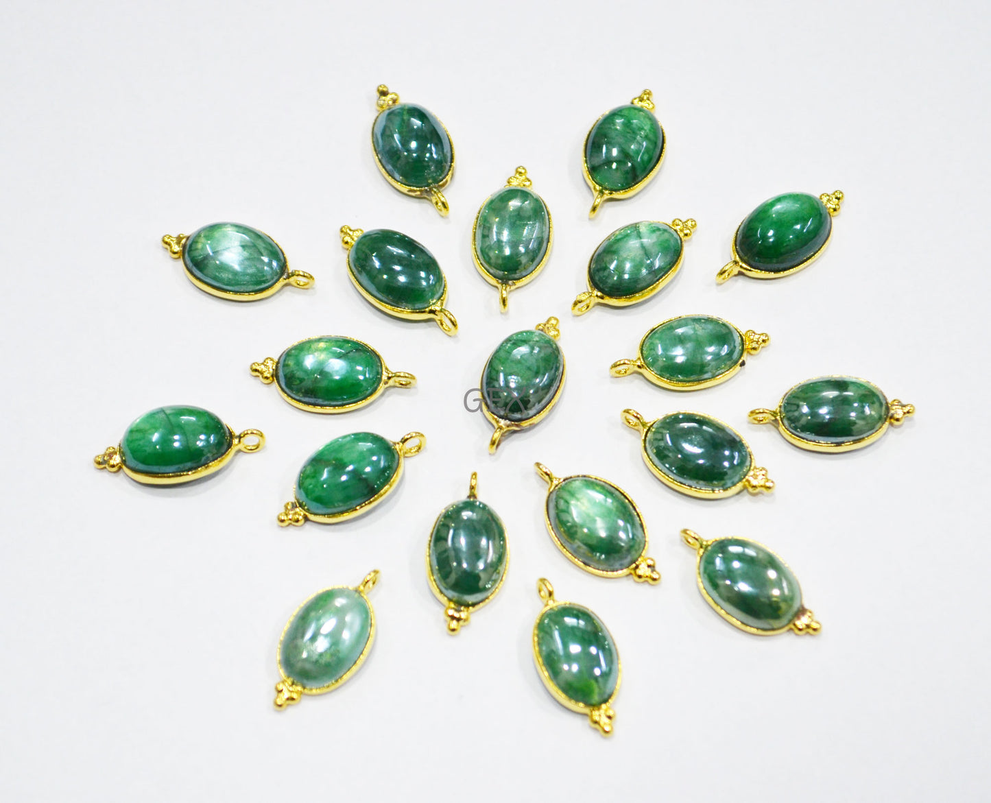 Mystic Green Moonstone Smooth Oval Shape Single Bail Connector , Sold By Piece , 10x13 mm , RB-7202