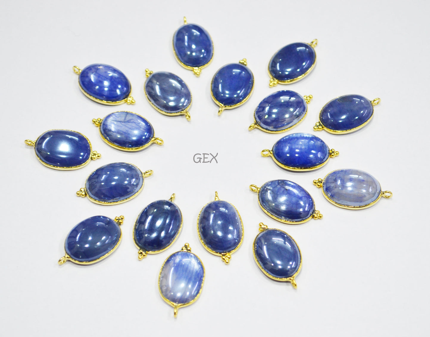 Mystic Blue Moonstone Smooth Oval Shape Single Bail Connector , Sold By Piece , 16x20 mm , RB-7204