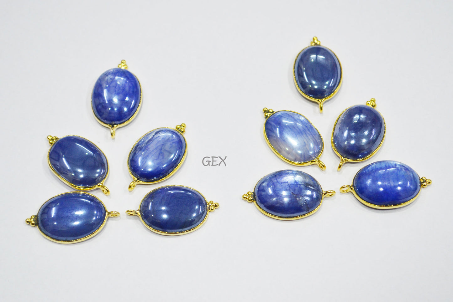 Mystic Blue Moonstone Smooth Oval Shape Single Bail Connector , Sold By Piece , 16x20 mm , RB-7204