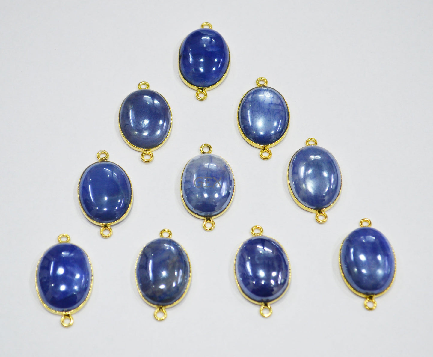 Mystic Blue Moonstone Smooth Oval Shape Single And Double Bail Connector , Sold By Piece , 16x20 mm , RB-7205