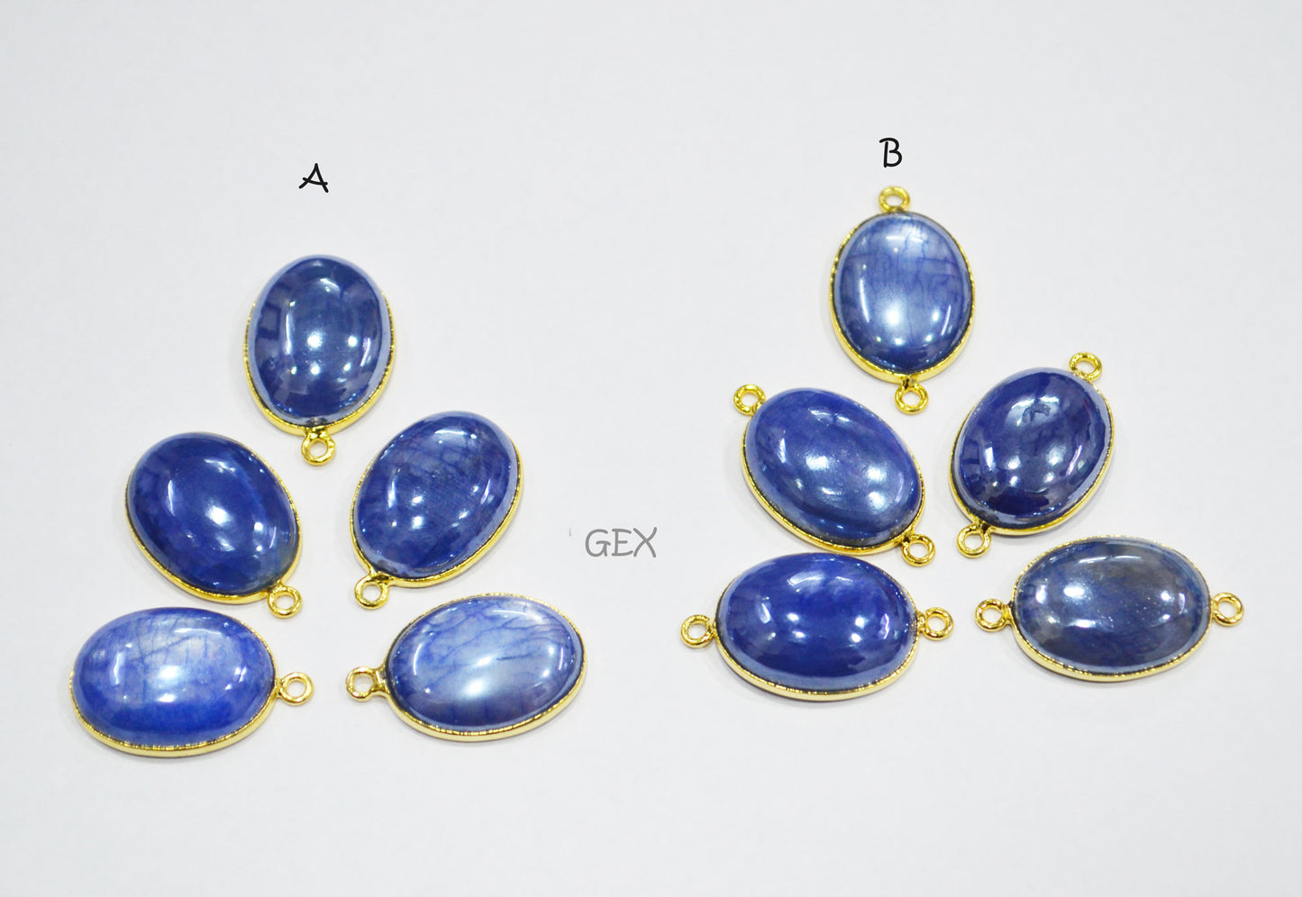 Mystic Blue Moonstone Smooth Oval Shape Single And Double Bail Connector , Sold By Piece , 16x20 mm , RB-7205