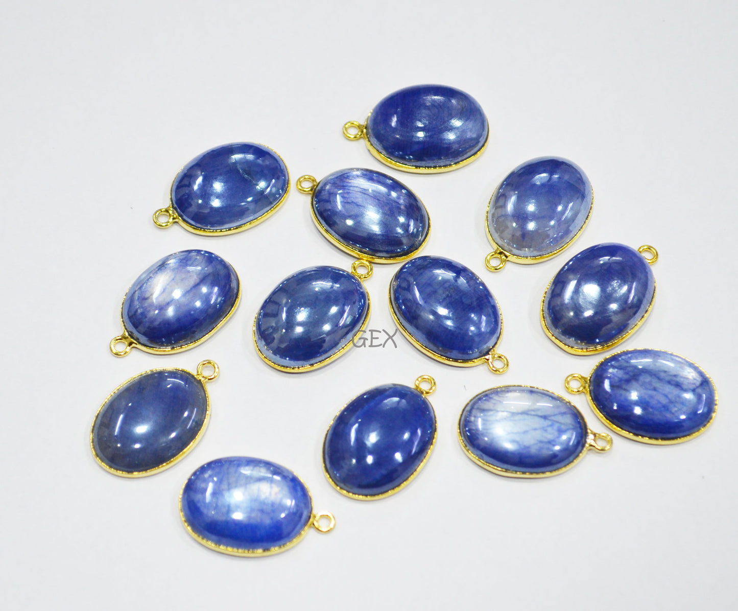 Mystic Blue Moonstone Smooth Oval Shape Single And Double Bail Connector , Sold By Piece , 16x20 mm , RB-7205