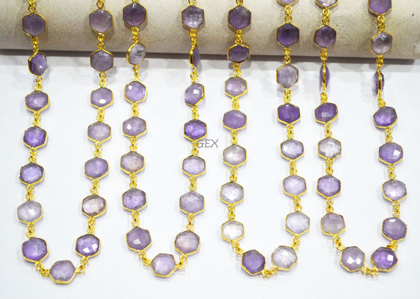 Ametrine Faceted Hexagon Shape Connector Chain , 10 - 11 mm , RB-7208