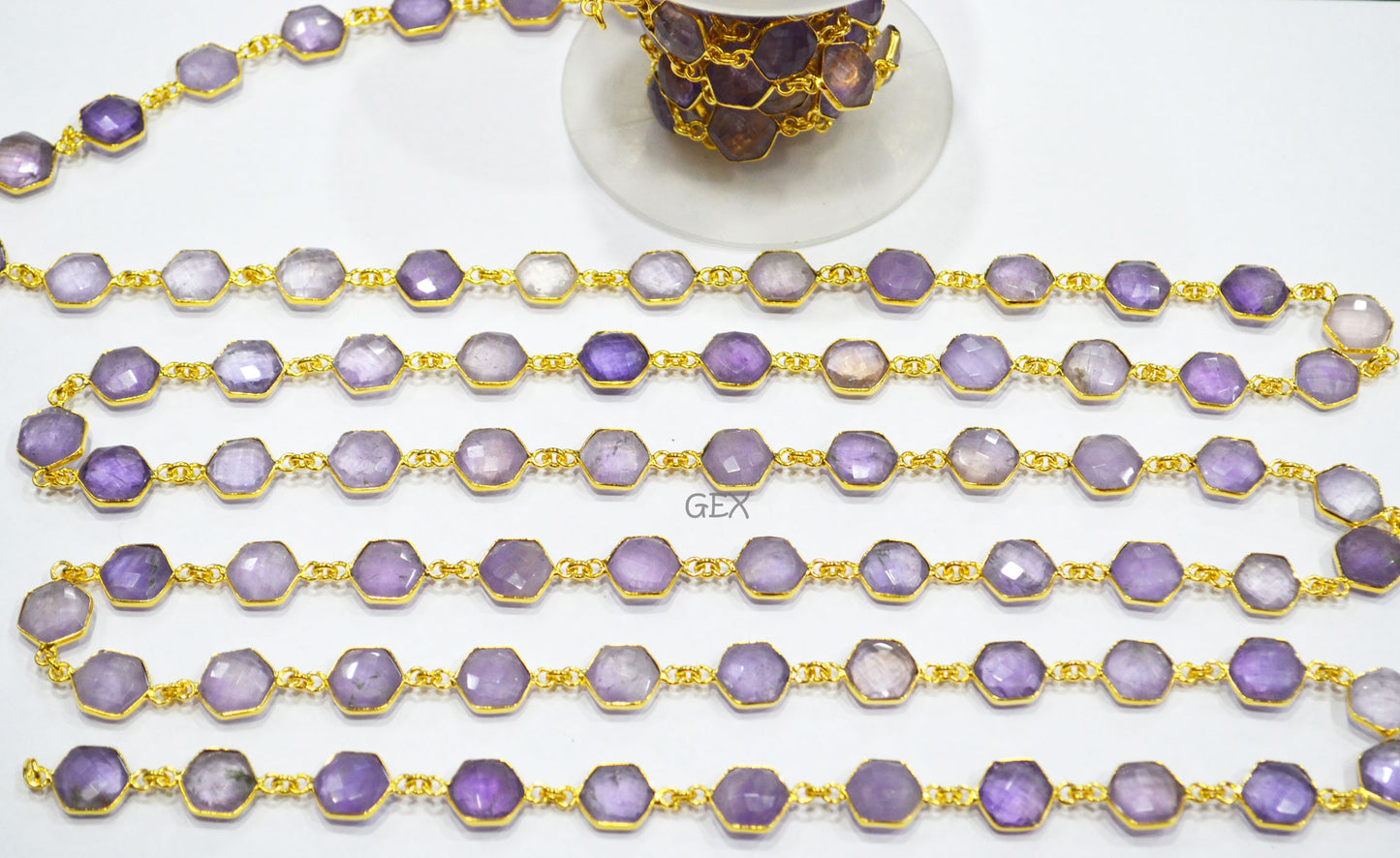 Ametrine Faceted Hexagon Shape Connector Chain , 10 - 11 mm , RB-7208
