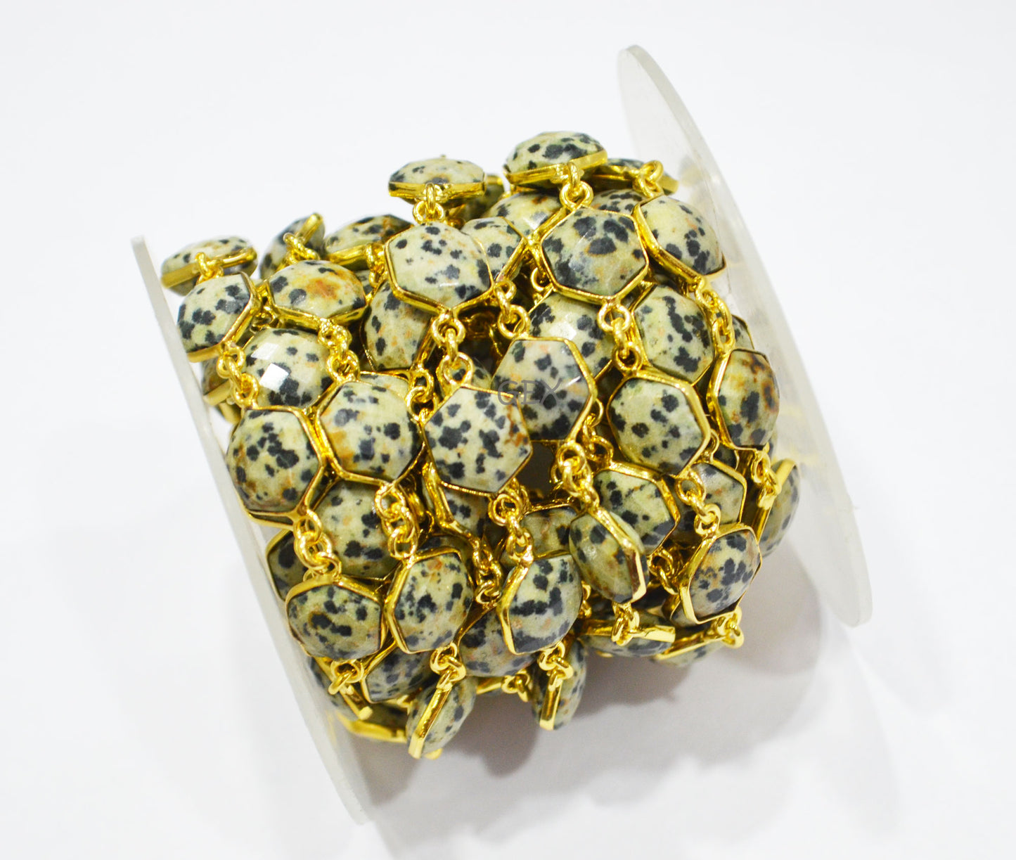 Dalmatian Faceted Hexagon Shape Connector Chain , 10 - 11 mm , RB-7210