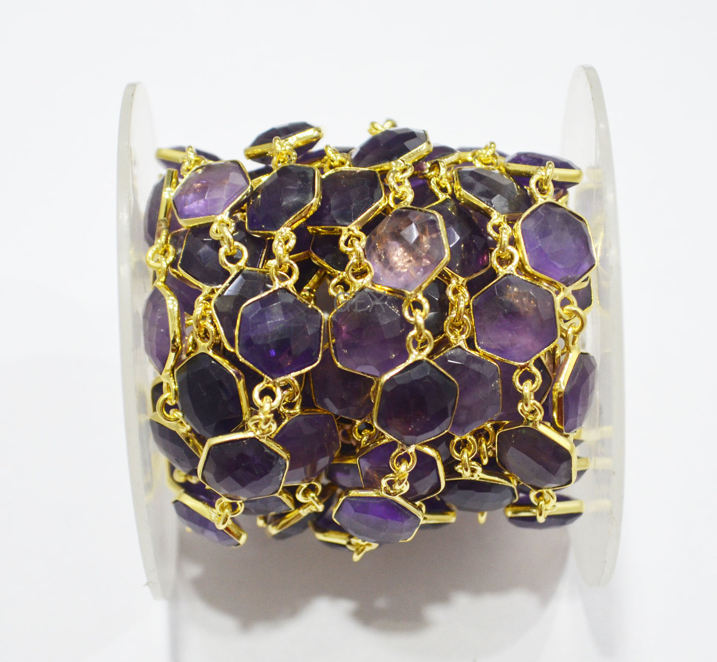 Amethyst Faceted Hexagon Shape Connector Chain , 10 - 11 mm , RB-7211