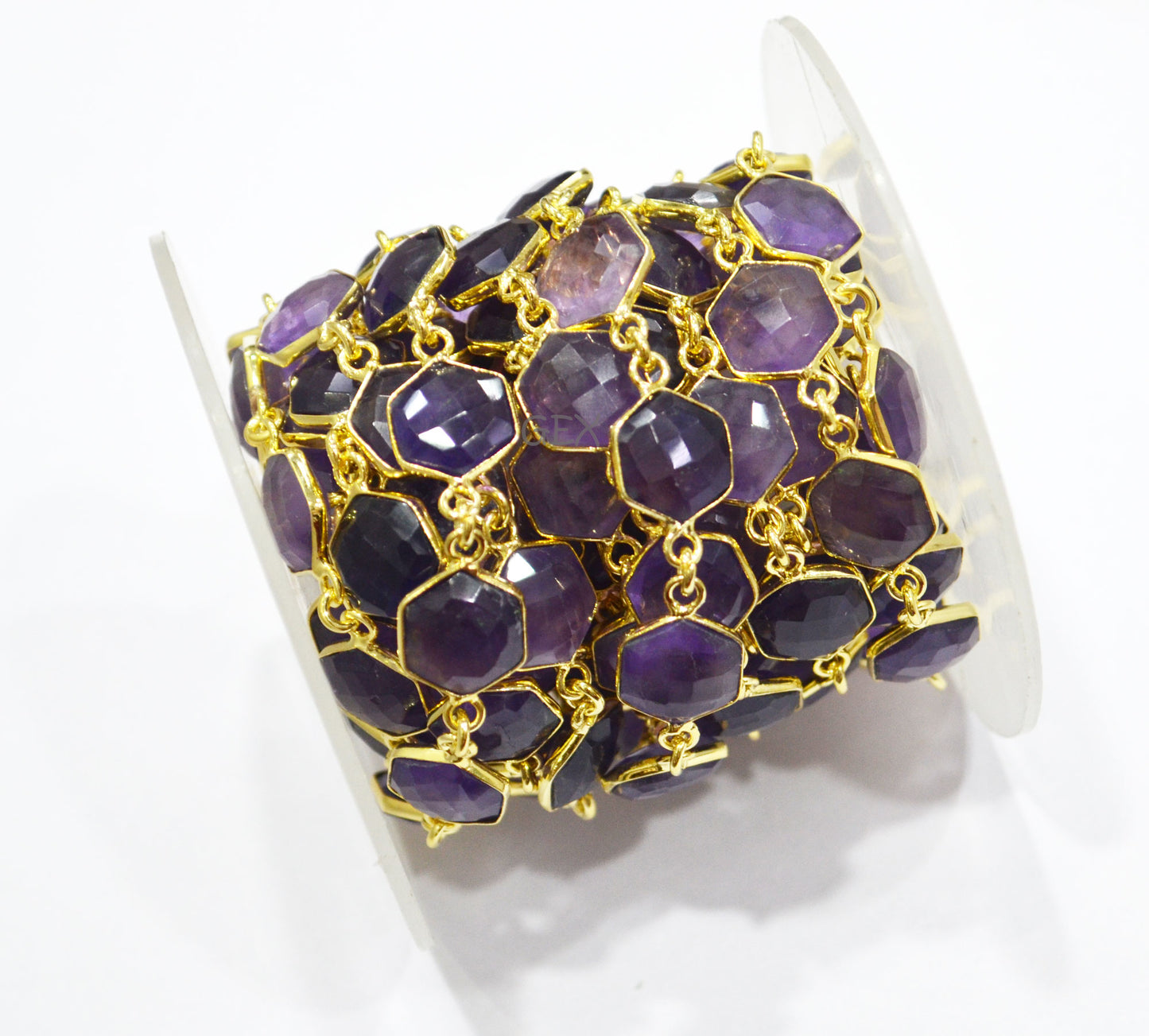 Amethyst Faceted Hexagon Shape Connector Chain , 10 - 11 mm , RB-7211