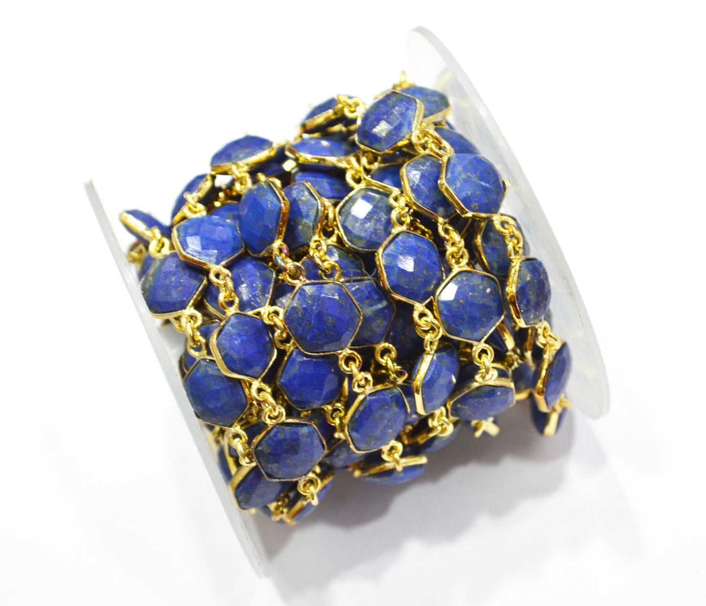 Lapis Lazuli Faceted Hexagon Shape Connector Chain , 10 - 11 mm , RB-7213