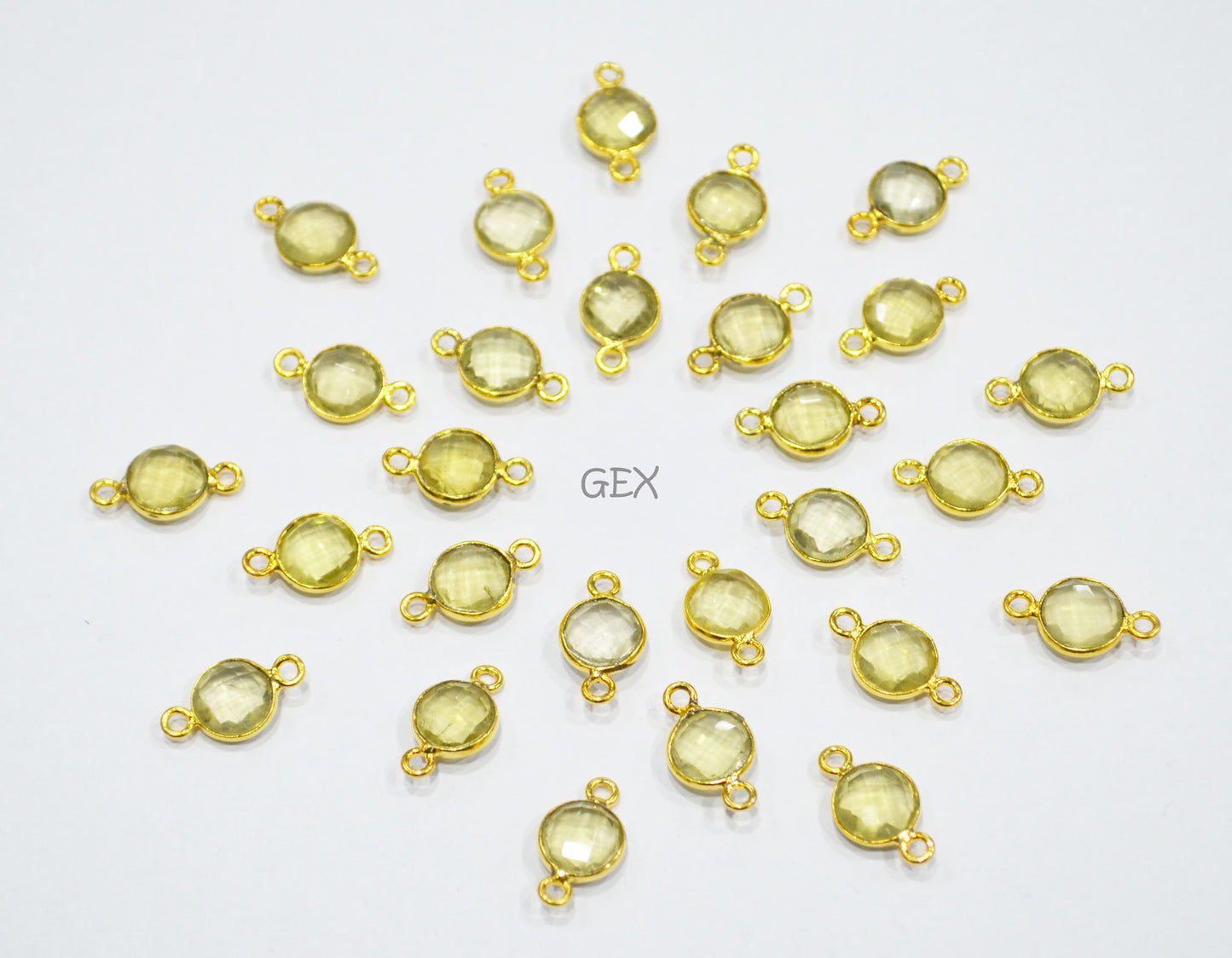 Natural Lemon Quartz Faceted Coin Shape Connector , Sold By Piece , 8 - 9 mm , RB-7223