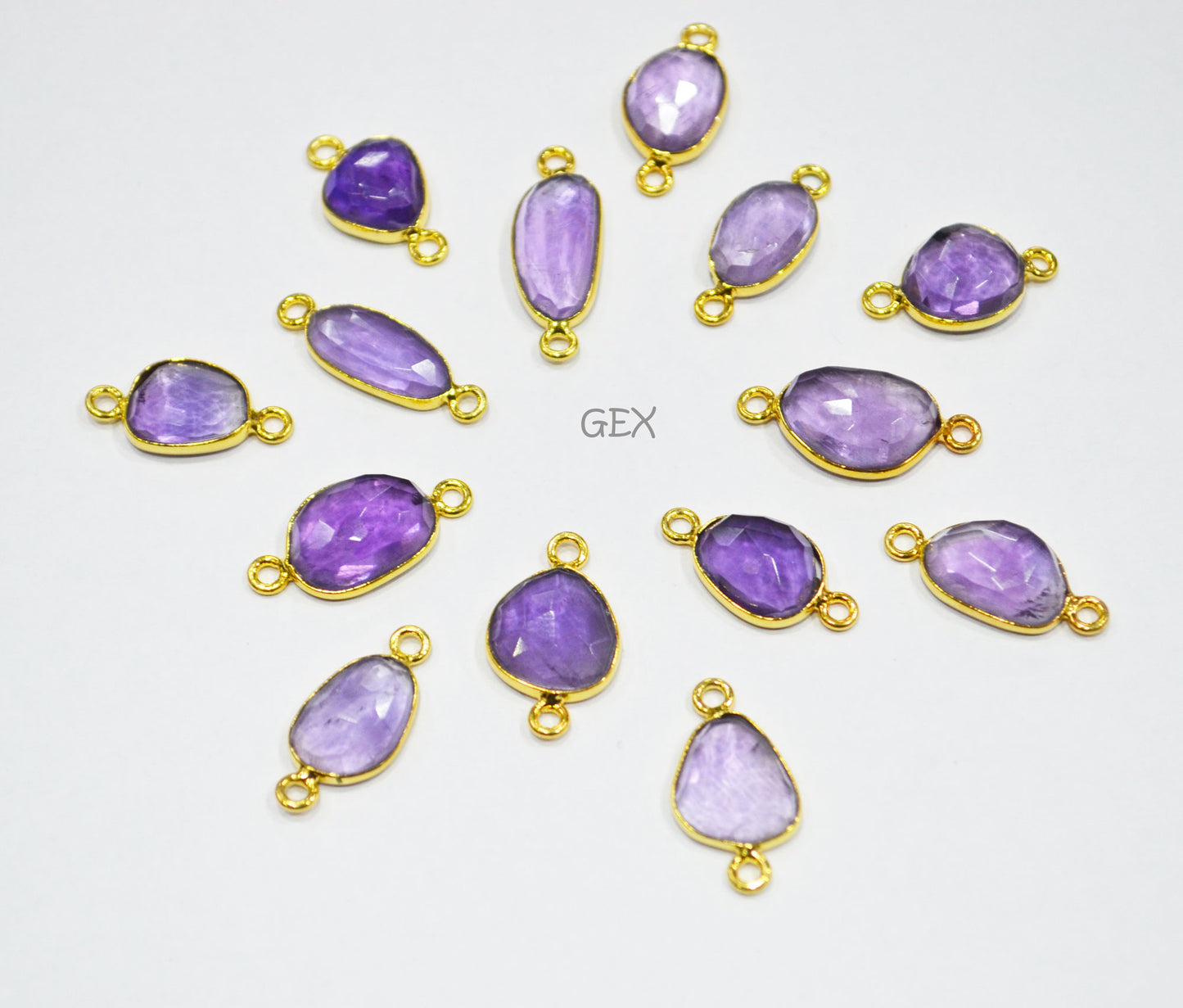 Natural Amethyst Faceted Free Form Shape Connector , Sold By Piece , 8x10 - 10x16 mm , RB-7225