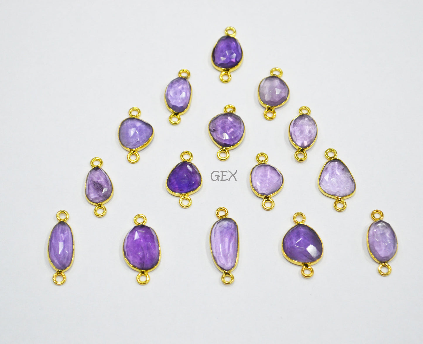 Natural Amethyst Faceted Free Form Shape Connector , Sold By Piece , 8x10 - 10x16 mm , RB-7225