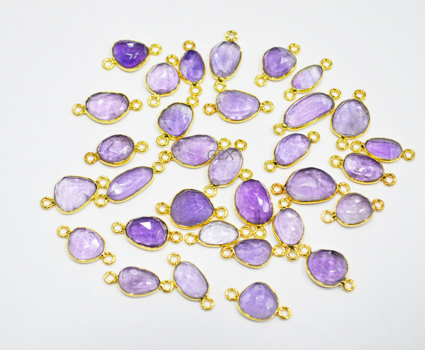 Natural Amethyst Faceted Free Form Shape Connector , Sold By Piece , 8x10 - 10x16 mm , RB-7225
