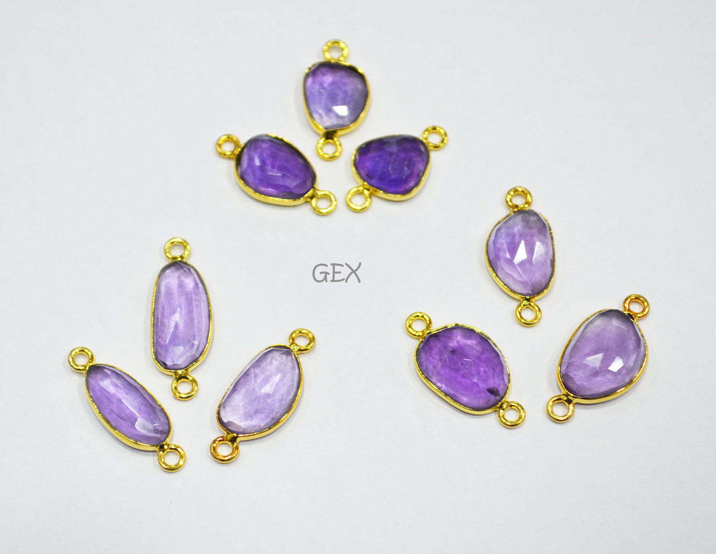 Natural Amethyst Faceted Free Form Shape Connector , Sold By Piece , 8x10 - 10x16 mm , RB-7225