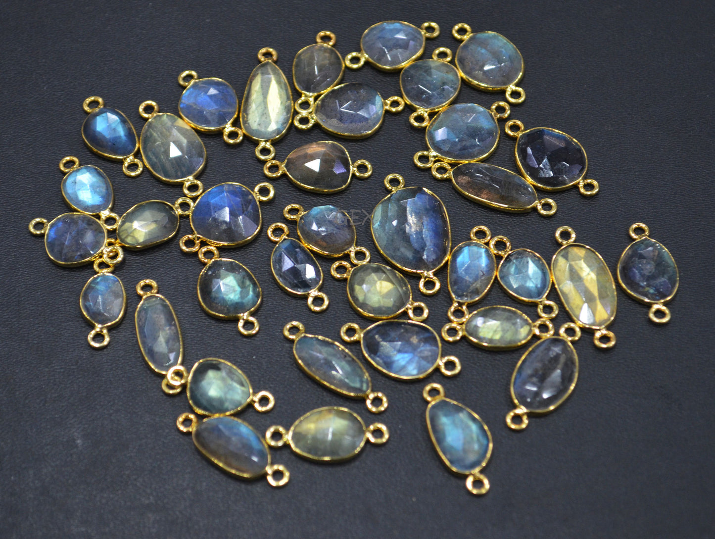 Natural Labradorite Faceted Free Form Shape Connector , Sold By Piece , 8x9 - 13x16 mm , RB-7226